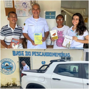 Comissão de Ação Social do CRO-SE entrega livros arrecadados a Projeto Pescando Memórias, em São Cristóvão